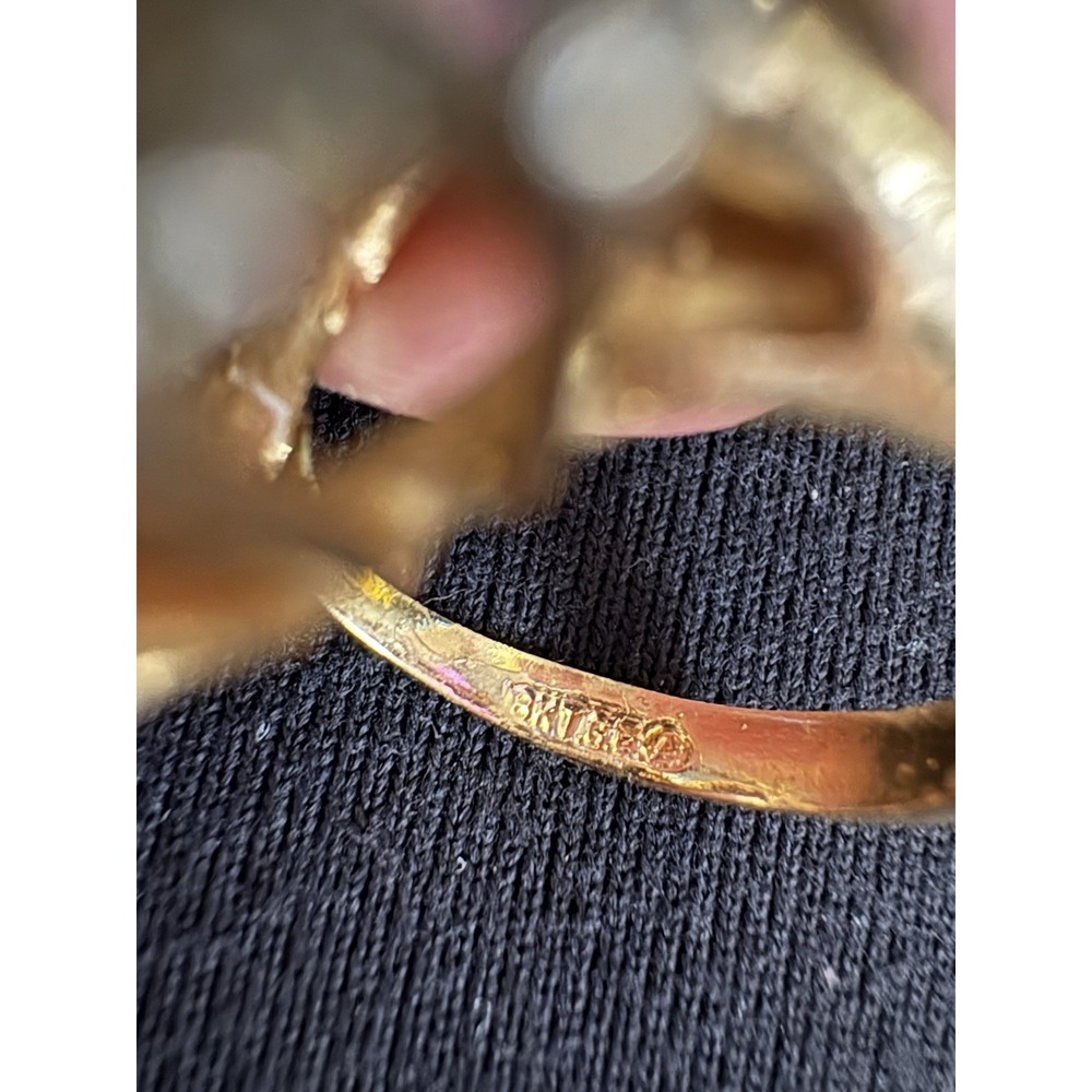 1970's Ring Sapphire and Clear CZ Crystals 18k Yellow Gold Plated‎ Band - Picture 7 of 10